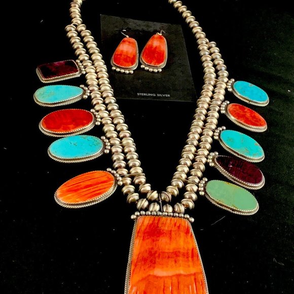 Native Navajo Sq. Blossom Sterling Silver Necklace - Picture 12 of 12